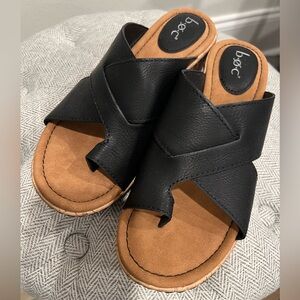 b.o.c. Black and Tan Leather Sandals